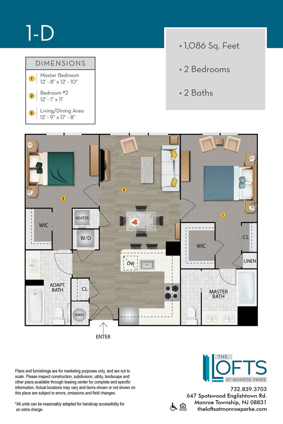 The Lofts at Monroe Park Apartment Floor Plan 1D